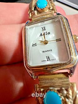 Vintage Sterling Silver-1/2012KGF Southwestern Watch with Coral, Turquoise/Work