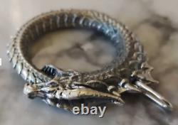 Vintage Sterling Silver 925 17gr Ouroboros Pendant Dragon Jewelry Necklace Old