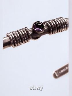 Vintage Sterling Silver 925 Amethyst Accent Cuff Bracelet Signed JOR
