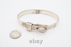 Vintage Sterling Silver 925 Belt Buckle Bangle Bracelet 7.25