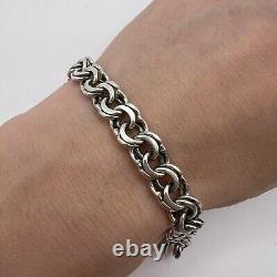 Vintage Sterling Silver 925 Men's Women's Chain Bracelet Marked 20.4 gram gift