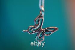 Vintage Sterling Silver 925 Pendant Necklace Butterfly 2.40g