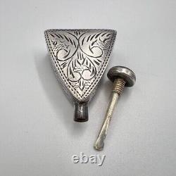 Vintage Sterling Silver 925 Perfume Oil Flask Bottle Natural Stone Collectible