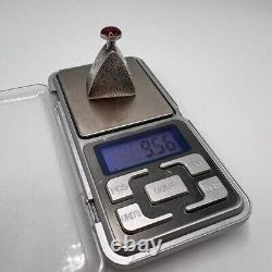 Vintage Sterling Silver 925 Perfume Oil Flask Bottle Natural Stone Collectible