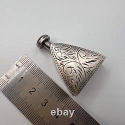 Vintage Sterling Silver 925 Perfume Oil Flask Bottle Natural Stone Collectible
