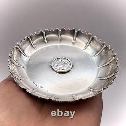 Vintage Sterling Silver 925 Plate Saucer Dukach Dish Coin Etched 86g