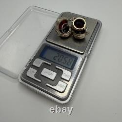 Vintage Sterling Silver 925 Red Stone Bracelet Women's Statement Jewelry Marked