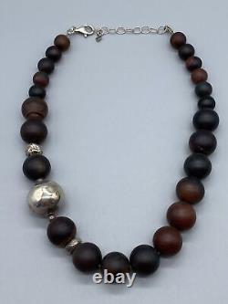Vintage Sterling Silver 925 Retired Silpada Red Agate Beaded Necklace 19 Israel