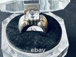 Vintage Sterling Silver 925 Ring Sapphire Stone, Heavy Large, USA