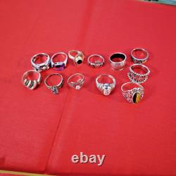 Vintage Sterling Silver 925 Rings Lot Of 12 rings wow as shown over 50g