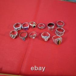 Vintage Sterling Silver 925 Rings Lot Of 12 rings wow as shown over 50g