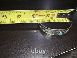 Vintage Sterling Silver 925 Turquoise Crest Cuff