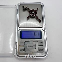 Vintage Sterling Silver 925 Women's Jewelry Pendant Cross Bogemian Garnet 8.7 gr