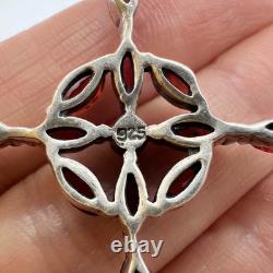 Vintage Sterling Silver 925 Women's Jewelry Pendant Cross Bogemian Garnet 8.7 gr