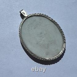 Vintage Sterling Silver 925 Women's Pendant Hand Painted Portrait Enamel