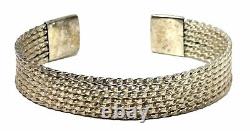 Vintage Sterling Silver 925 Woven Open Cuff Bracelet