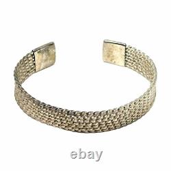 Vintage Sterling Silver 925 Woven Open Cuff Bracelet
