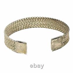 Vintage Sterling Silver 925 Woven Open Cuff Bracelet