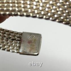 Vintage Sterling Silver 925 Woven Open Cuff Bracelet