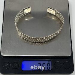 Vintage Sterling Silver 925 Woven Open Cuff Bracelet
