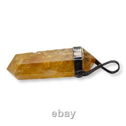 Vintage Sterling Silver 925 Yellow Citrine Point Pendant Very Pretty