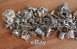 Vintage Sterling Silver. 925 with A LOT of Mixed Charms Charm Bracelet Chain 9