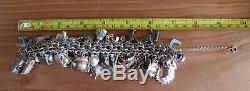 Vintage Sterling Silver. 925 with A LOT of Mixed Charms Charm Bracelet Chain 9