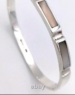Vintage Sterling Silver 950 Mother Of Pearl Bangle/bracelet Perfect Gift Quality