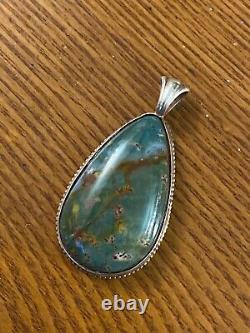 Vintage Sterling Silver Agate Pendant 2 1/8 Inches Long