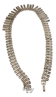 Vintage Sterling Silver Artisan Modernist Sculptural Graduated Link Necklace 71g
