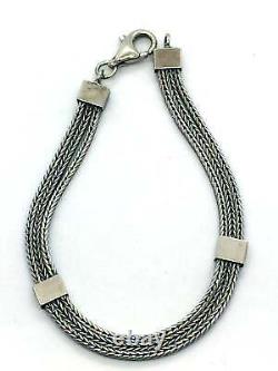 Vintage Sterling Silver Bali Bracelet Triple Strand Fox Tail 7 Inches -4324