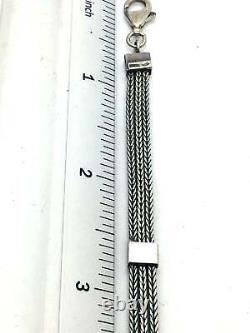 Vintage Sterling Silver Bali Bracelet Triple Strand Fox Tail 7 Inches -4324
