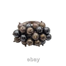 Vintage Sterling Silver Ball Bead Charm Ring 950 Silver