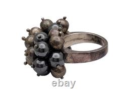 Vintage Sterling Silver Ball Bead Charm Ring 950 Silver