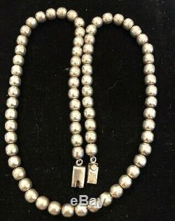 Vintage Sterling Silver Bead Necklace Taxco Td-29 Made In Mexico