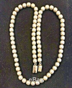 Vintage Sterling Silver Bead Necklace Taxco Td-29 Made In Mexico