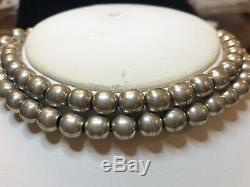 Vintage Sterling Silver Bead Necklace Taxco Td-29 Made In Mexico