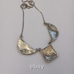 Vintage Sterling Silver Bib Necklace Israeli Artisan Ethnic Folk Middle Eastern
