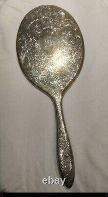 Vintage Sterling Silver Birks Massive Vanity/Hand Mirror Etched