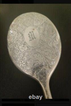 Vintage Sterling Silver Birks Massive Vanity/Hand Mirror Etched