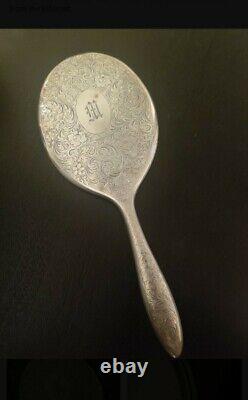 Vintage Sterling Silver Birks Massive Vanity/Hand Mirror Etched