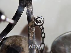 Vintage Sterling Silver Black Onyx Texco Slave Bracelet Ring Set, Goth Size 7