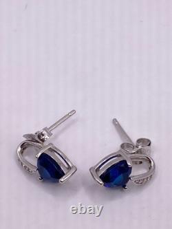 Vintage Sterling Silver Blue Iolite Earrings
