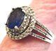 Vintage Sterling Silver Blue Topaz Clear Stone Cocktail Ring Size 10 4.3 Grams