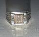 Vintage Sterling Silver Braided Woven Diamond Signet Tu Thailand Men's Ring Size