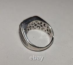 Vintage Sterling Silver Braided Woven Diamond Signet TU Thailand Men's Ring Size