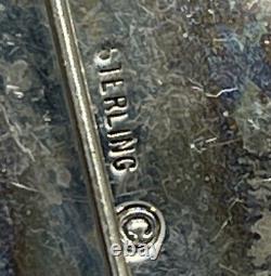 Vintage Sterling Silver Brooch Pin 925 Modernist Large Black