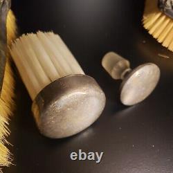 Vintage Sterling Silver Brushes Glass Stopper Weighted. 925 294 Grams