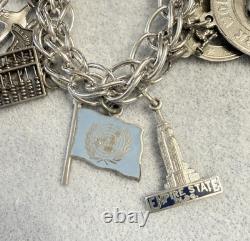 Vintage Sterling Silver Charm Bracelet Coins Houston Space 1964 Worlds Fair Vintage Sterling Silver Charm Bracelet Coins Houston Space 1964 Worlds Fair