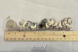 Vintage Sterling Silver Charm Bracelet Coins Houston Space 1964 Worlds Fair Vintage Sterling Silver Charm Bracelet Coins Houston Space 1964 Worlds Fair